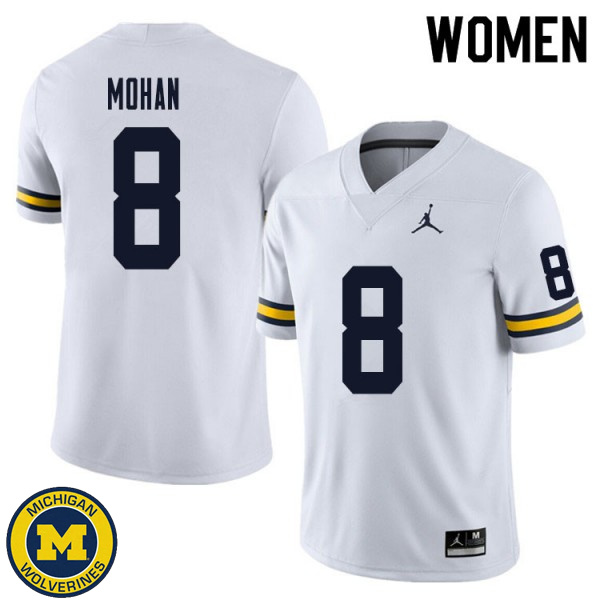 Women Michigan Wolverines #8 William Mohan White Alumni Jersey